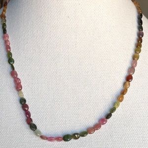 Multi-Colored Tourmaline Pebbles Gemstones (60.00 cts) in Sterling Necklace